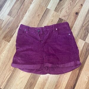 urban outfitters purple cordoroy mid waist shorts